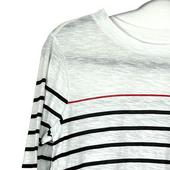 LOFT TShirt Womens Small Black White Striped Long Sleeve Tee Love Graphic - Picture 6 of 9